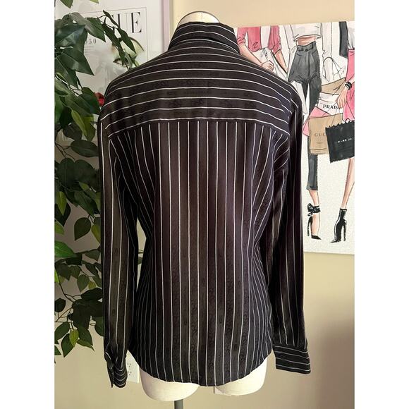 Versace Classic V2 Womens Vintage 90s Striped Logo Button Down Shirt - Picture 8 of 10